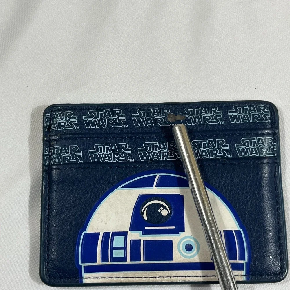 Star Wars R2-D2 Card Holder Wallet Slim Navy Blue Faux Leather Cardholder